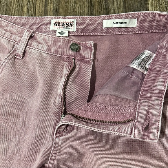 GUESS Originals Mid-Rise Women’s Overdye Slouchy Carpenter Pink Wash Jeans - Picture 5 of 16